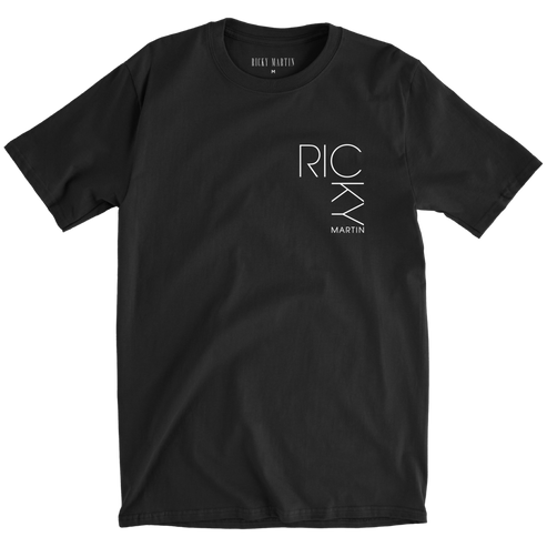 Black t-shirt with 'RICKI MARTIN' logo on a white background