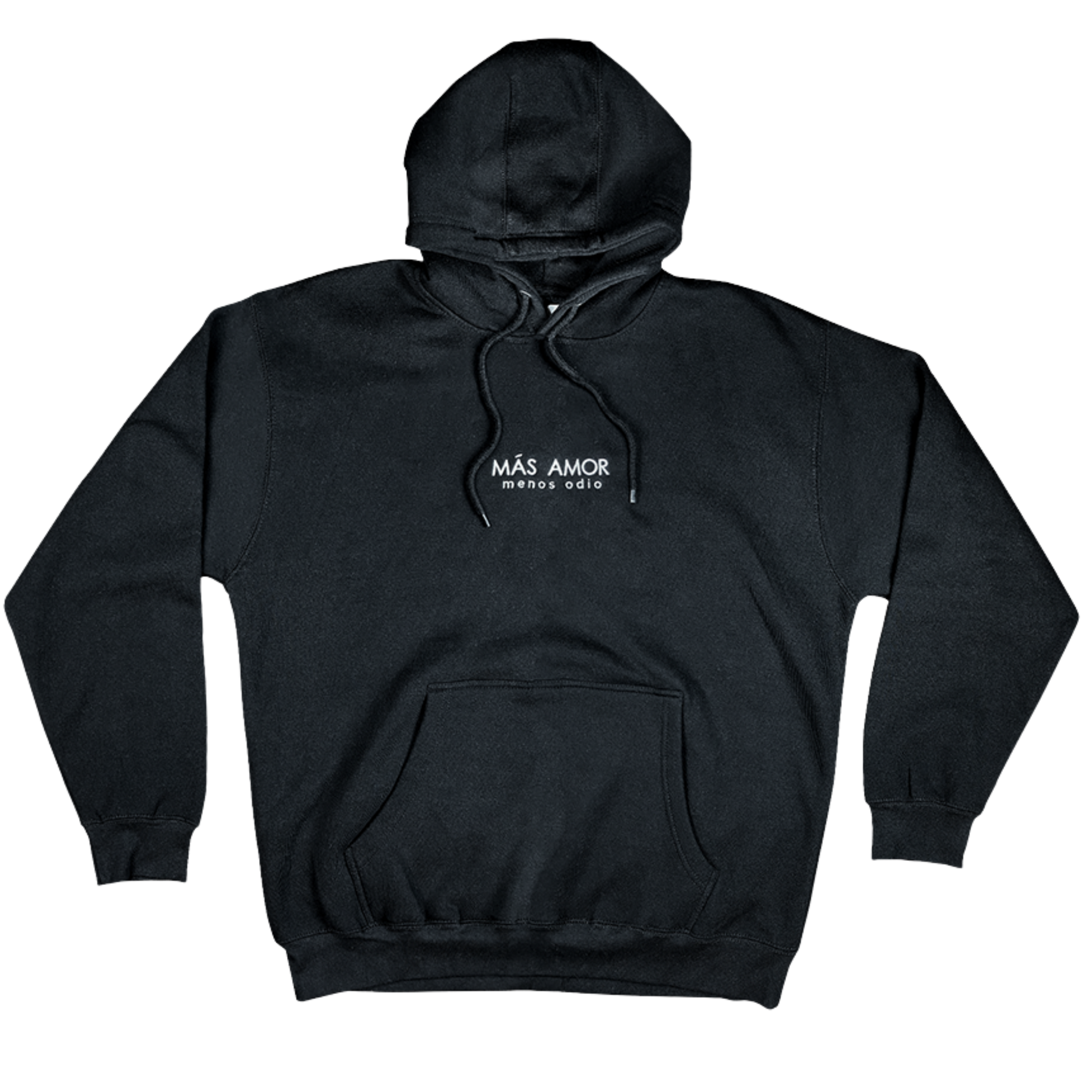 Black hoodie with text on a white background